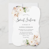 赤面ホワイトウィンターフォレスト甘い16誕生日パーティー 招待状 (正面)