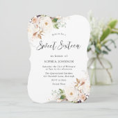 赤面ホワイトウィンターフォレスト甘い16誕生日パーティー 招待状 (スタンド正面)