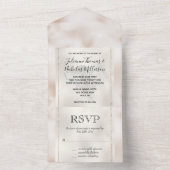 赤面ホワイトシルバーグラムグリッターハート オールインワン招待状 (内側)