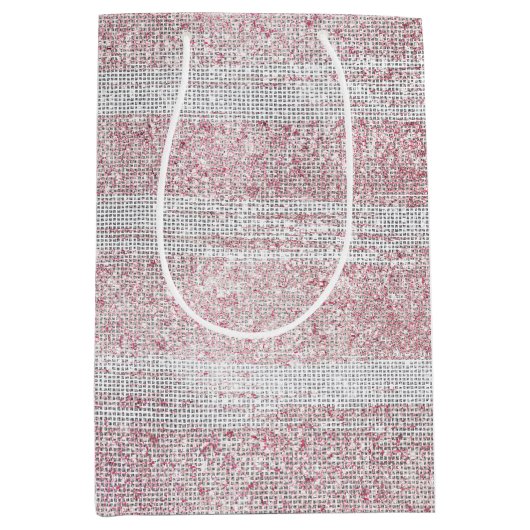 赤面ホワイトスパークル誕生日 ミディアムペーパーバッグ (正面)