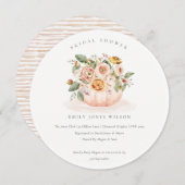 赤面ホワイトパンプキンフローラブライダルシャワー招待状 サンキューカード (正面/裏面)