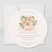 赤面ホワイトパンプキンフローラブライダルシャワー招待状 サンキューカード (正面)