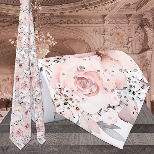 赤面ホワイトピンク牡丹シルバーグリーン結婚ズ ネクタイ