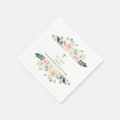 赤面ホワイトフラワーズ金ゴールドガール1st誕生日バプテスマ スタンダードカクテルナプキン (角)