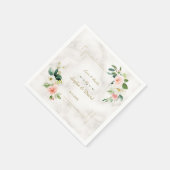 赤面ホワイトフラワーズ金ゴールドグリッター結婚大理石 スタンダードカクテルナプキン (角)