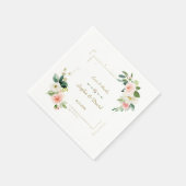 赤面ホワイトフラワーズ金ゴールド結婚グリッター スタンダードカクテルナプキン (角)