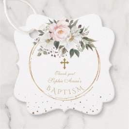 赤面ホワイトフラワーズ開花金ゴールドクロスバプテスマ フェイバータグ