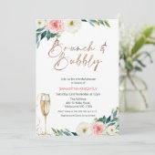 赤面ホワイトフローラブライダル&バブリーブライダルシャワー 招待状 (スタンド正面)