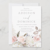 赤面ホワイトボタニカルバラオールシーズ結婚ンズ 招待状 (正面)