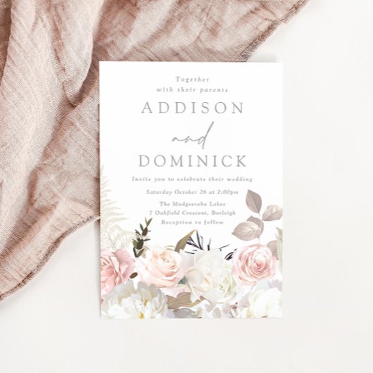 赤面ホワイトボタニカルバラオールシーズ結婚ンズ 招待状