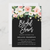 赤面ホワイトボタニカルフローラブライダルシャワー 招待状 (正面)