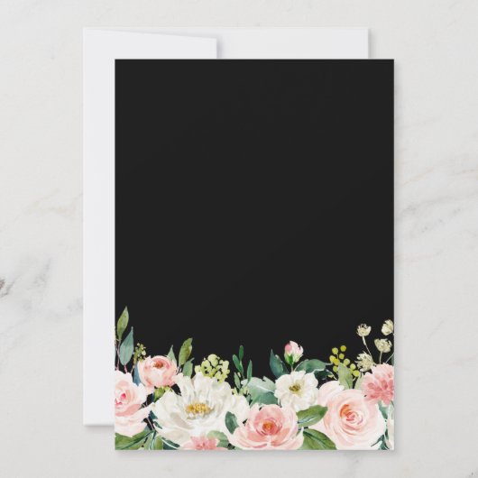 赤面ホワイトボタニカルフローラブライダルシャワー 招待状 (裏面)