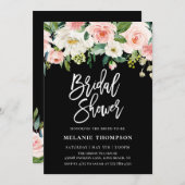赤面ホワイトボタニカルフローラブライダルシャワー 招待状 (正面/裏面)