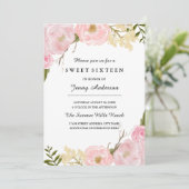 赤面ホワイトボタニカルフローラSweet sixteen招待状 招待状 (スタンド正面)
