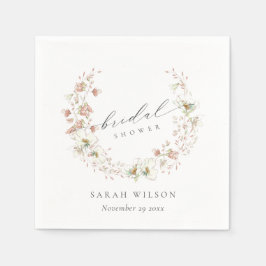 赤面ホワイトメドウフローラリースブライダルシャワー スタンダードカクテルナプキン