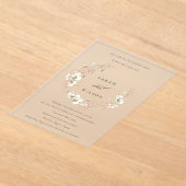 赤面ホワイトメドウフローラリース婚約招待状 アクリル招待状 (レイダウン)
