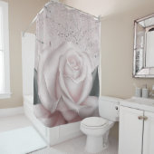 赤面ホワイトローズグラムマモダンーブルシャビーシック シャワーカーテン (インサイチュ)
