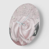 赤面ホワイトローズグラムマモダンーブルシャビーシック ラージ壁時計 (傾斜)