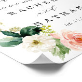 赤面ホワイト金ゴールドオーバル結婚フローラのウェルカムサイン ポスター (角)