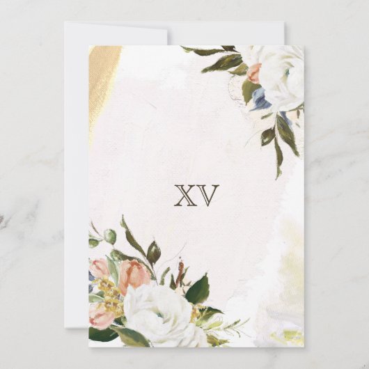 赤面ホワイト金ゴールドチャロフローラドレスキンセアニェラI 招待状 (裏面)