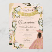 赤面ホワイト金ゴールドチャロフローラドレスキンセアニェラI 招待状 (正面/裏面)