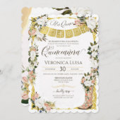 赤面ホワイト金ゴールドチャロフローラブートキンセアニェラ 招待状 (正面/裏面)