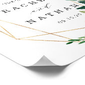 赤面ホワイト金ゴールドフレーム結婚フローラのウェルカムサイン ポスター (角)