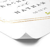 赤面ホワイト金ゴールドフレーム結婚フローラのウェルカムサイン ポスター (角)