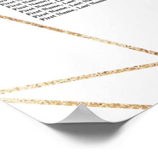 赤面ホワイト金ゴールド結婚フローラの座席表 ポスター (角)