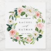 赤面ホワイト開花フローラリース ワインラベル (シングルラベル)