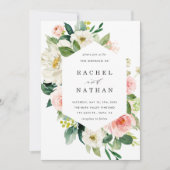 赤面ホワイト開花フローラ結婚式招待状 招待状 (正面)