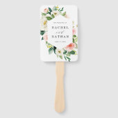 赤面ホワイト開花フローラ結婚式 プログラム ハンドファン (正面)