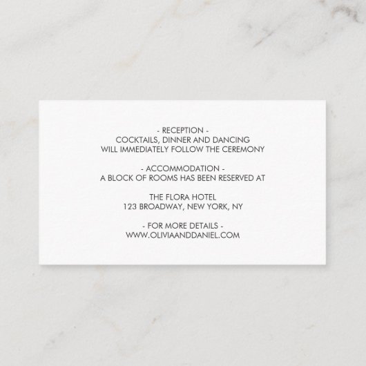 赤面ホワイト開花結婚フローラ詳細 エンクロージャーカード (裏面)