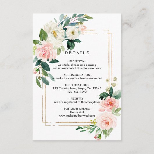 赤面ホワイト開花金ゴールドフレ結婚ームの詳細 エンクロージャーカード (正面)