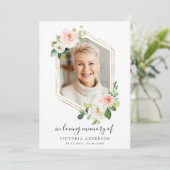 赤面ホワイト開花金ゴールド六角の葬儀 サンキューカード (スタンド正面)