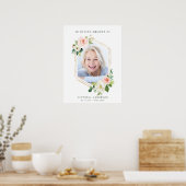 赤面ホワイト開花金ゴールド六角ウェルカム ポスター (キッチン)