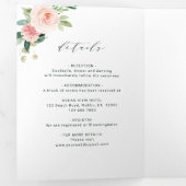 赤面ホワイト開花金ゴールド楕円フレ結婚ーム 三つ折り招待状 (内部最初)
