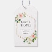 赤面ホワイト開花金ゴールド結婚フレームありがとう ギフトタグ (正面)