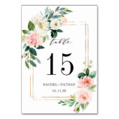 赤面ホワイト開花金ゴールド結婚フレームのテーブル番号 テーブルナンバー (裏面)