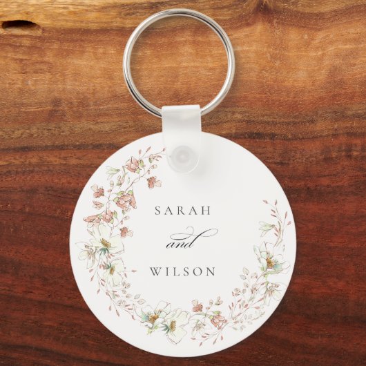 赤面ホワ素朴イトメドウフローラ結婚リース キーホルダー (正面)