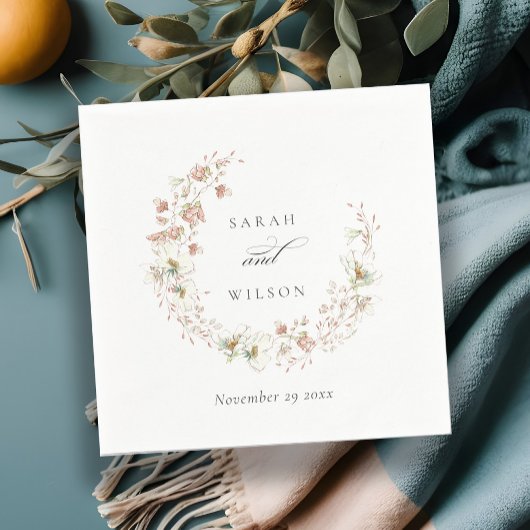 赤面ホワ素朴イトメドウフローラ結婚リース スタンダードカクテルナプキン