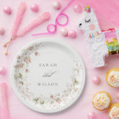 赤面ホワ素朴イトメドウフローラ結婚リース ペーパープレート (パーティー)