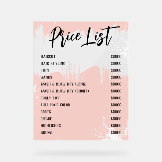 赤面ホワ絵を描イトスパターシックサロン価格表 アクリルサイン (正面)