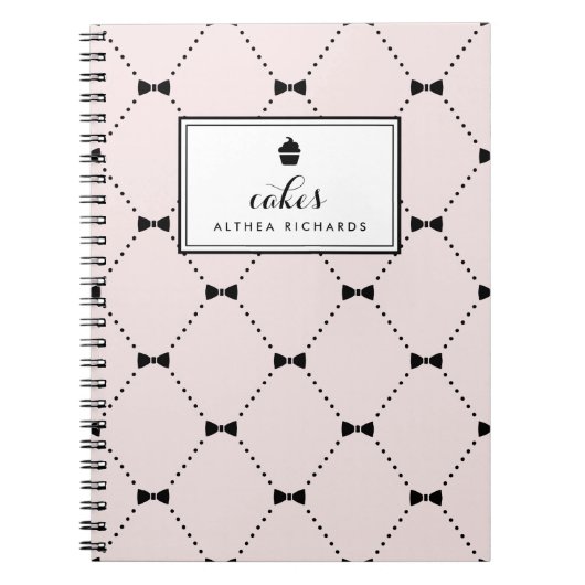赤面ボウタイパターン | ベーキングレシピ手帳 ノートブック (正面)