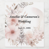 赤面ボホドライドフローラカスタムウェディング ワインラベル (シングルラベル)