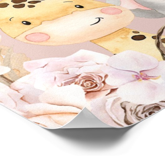 赤面ボホフローラアーチサファリベイビーシャワーウェルカム ポスター (角)