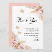 赤面ボホフローラバタフライキスサンキューカード 招待状 (正面/裏面)