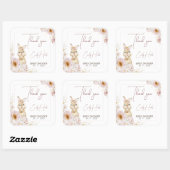 赤面ボホフローラバニー赤ちゃんシャワー スクエアシール (シート)