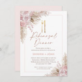 赤面ボホフローラパンパスカトラリーリハーサルディナー 招待状 (正面/裏面)