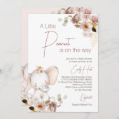 赤面ボホフローラピーナッツエレファントベビージャーシャワー 招待状 (正面/裏面)